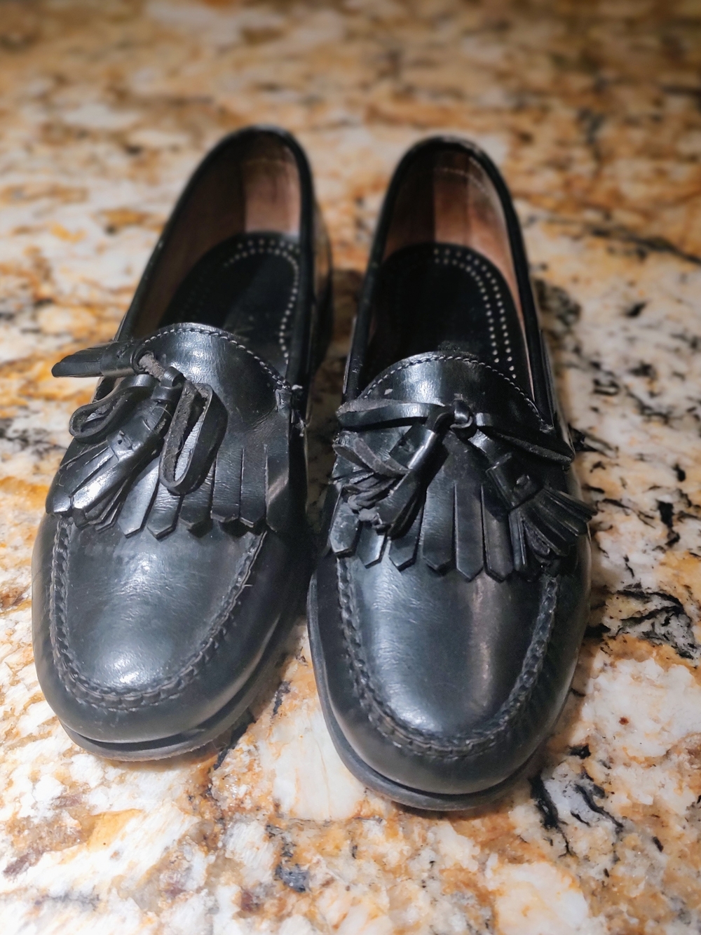 Cole Haan Black Leather Tassel Kiltie Loafers